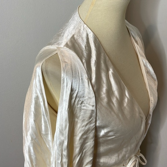 SHONA JOY LA LUNE FULL SLEEVE WRAP MIDI DRESS in CREAM - Picture 9 of 16